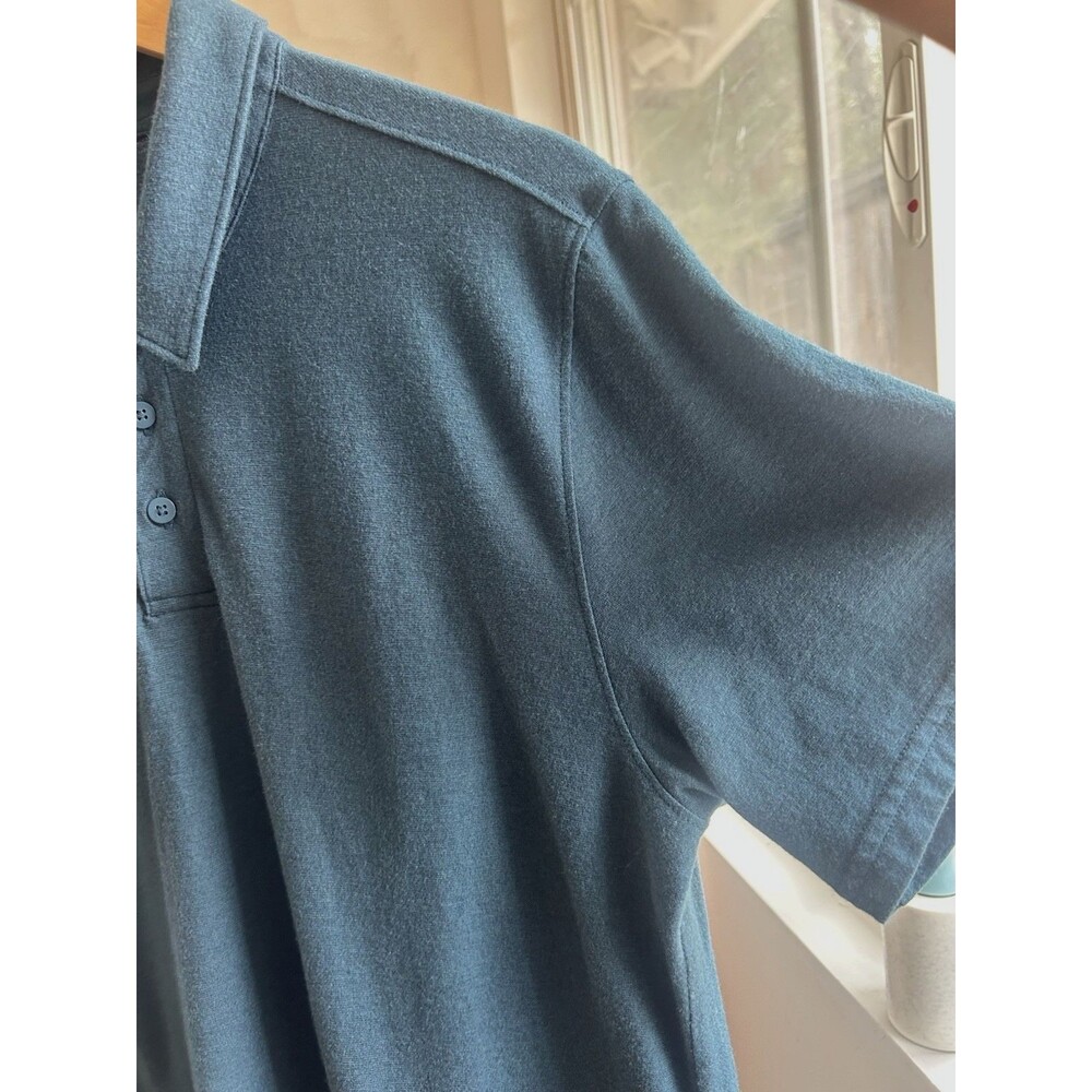 Smartwool Polo Shirt Mens M Twilight Blue Merino Wool Organic Cotton Short Sleev - Picture 5 of 12